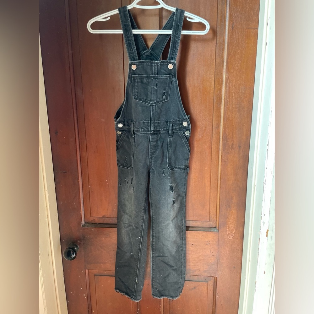 Old Navy girls medium 8 black denim overalls / bibs